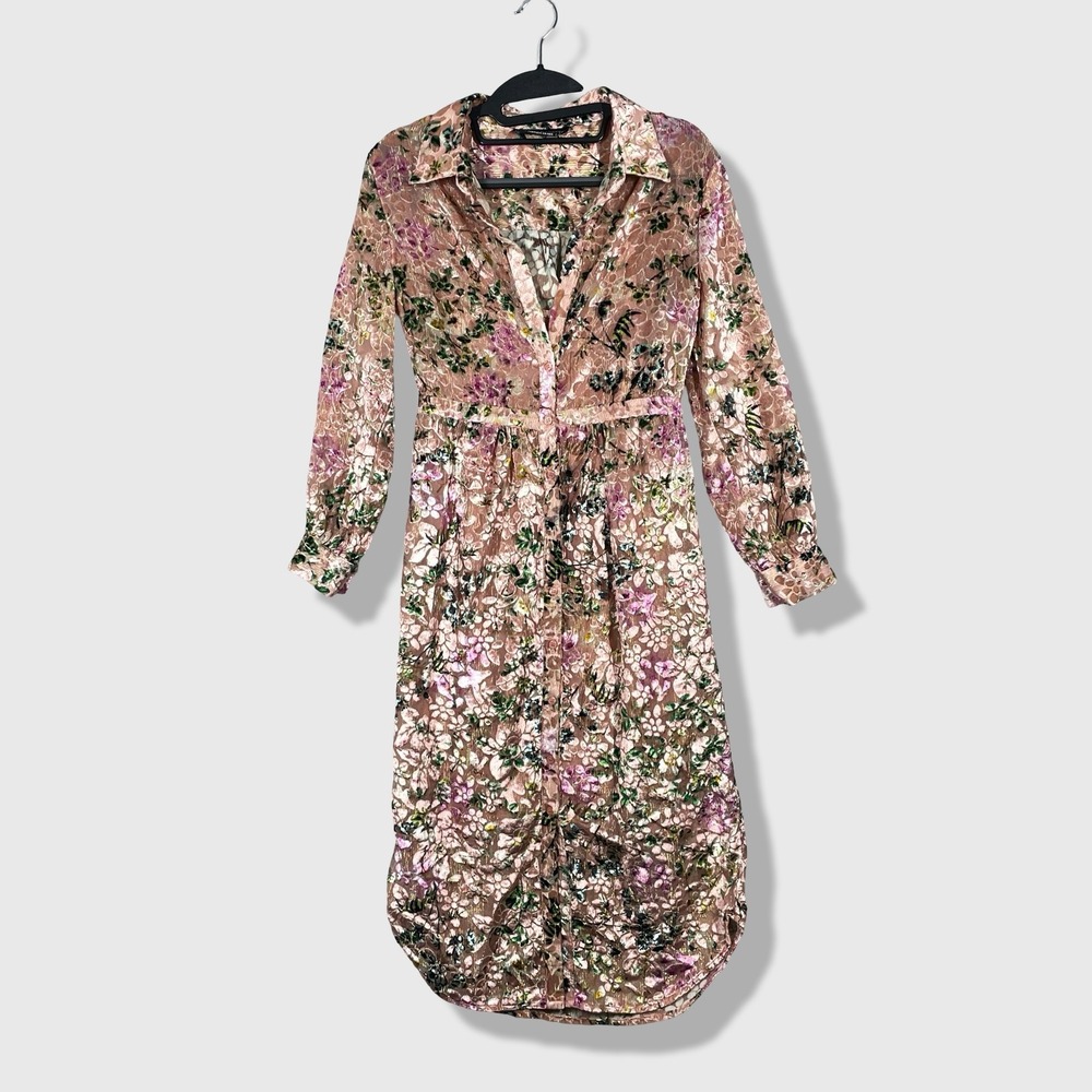 HEMANT & NANDITA Pink Floral Midi Dress